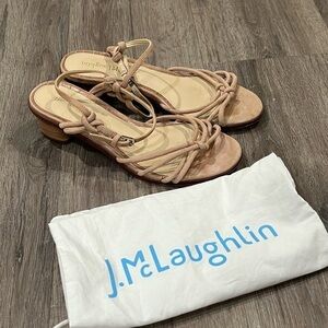 J. McLaughlin Size 7 Beige Sandal Rope Hemp Platform Alligator Heel Suede Sandal